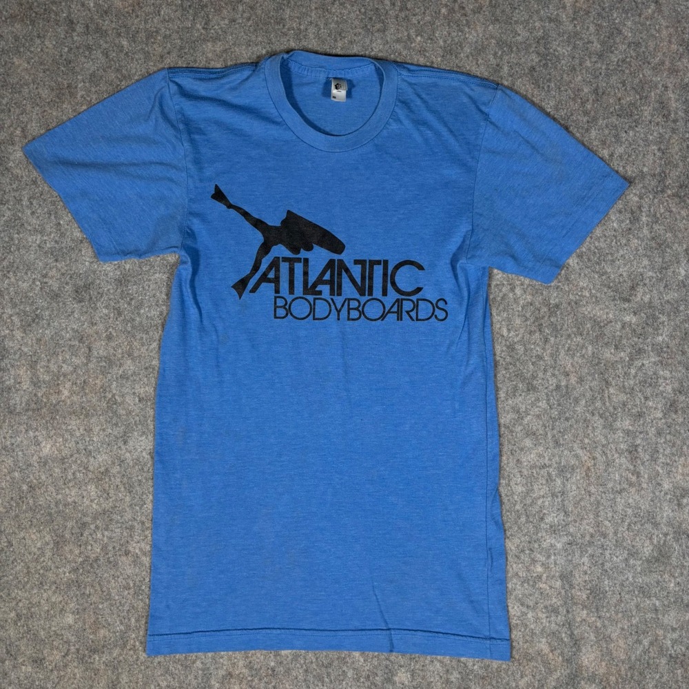 Atlantic Bodyboards T-Shirt Mens XS Blue Graphic Short Sleeve
